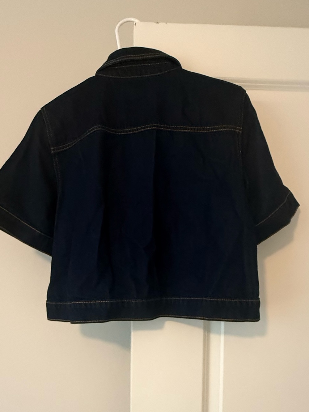 LOFT Black Short-Sleeve Jean Jacket with Gold Buttons - Picture 12 of 14